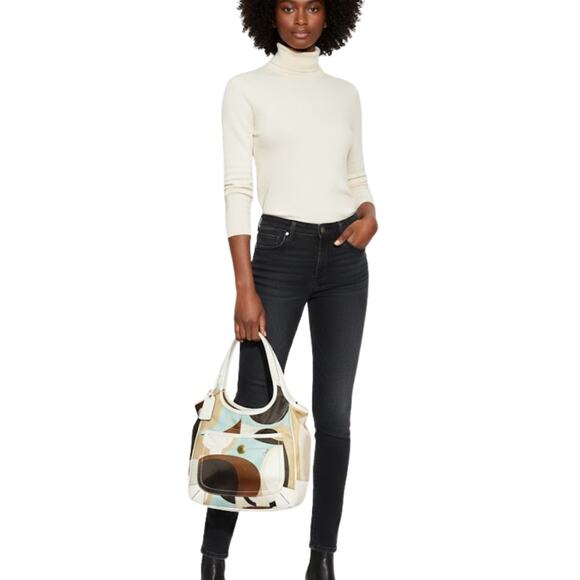 Coach Tote Bag Multicolor Satin Leather Trim Size Large - Picture 1 of 10